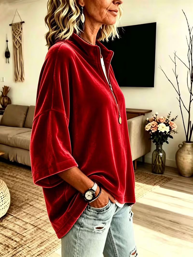 Rita Oversized Quarter Zip High Neck Sweater - view 4