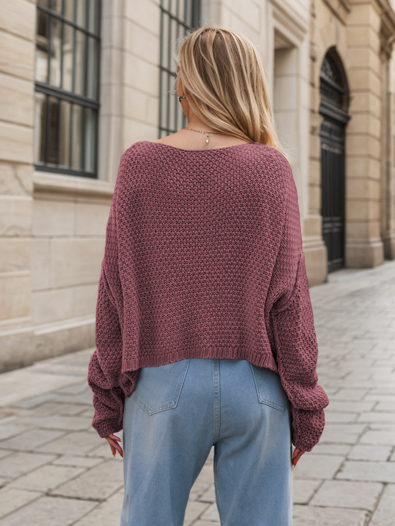 Eloise | Cable Waffle Knit Sweater with Scoop Crew Neck for Women