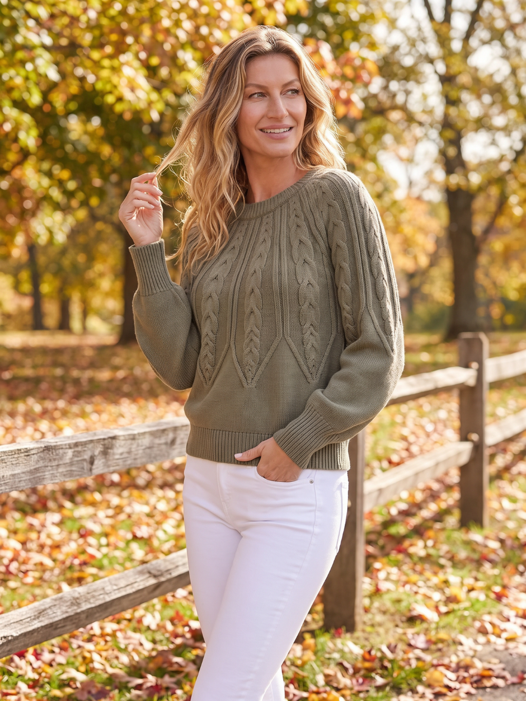 Nadine Cable Knit Oversized Round Neck Sweater - view 10