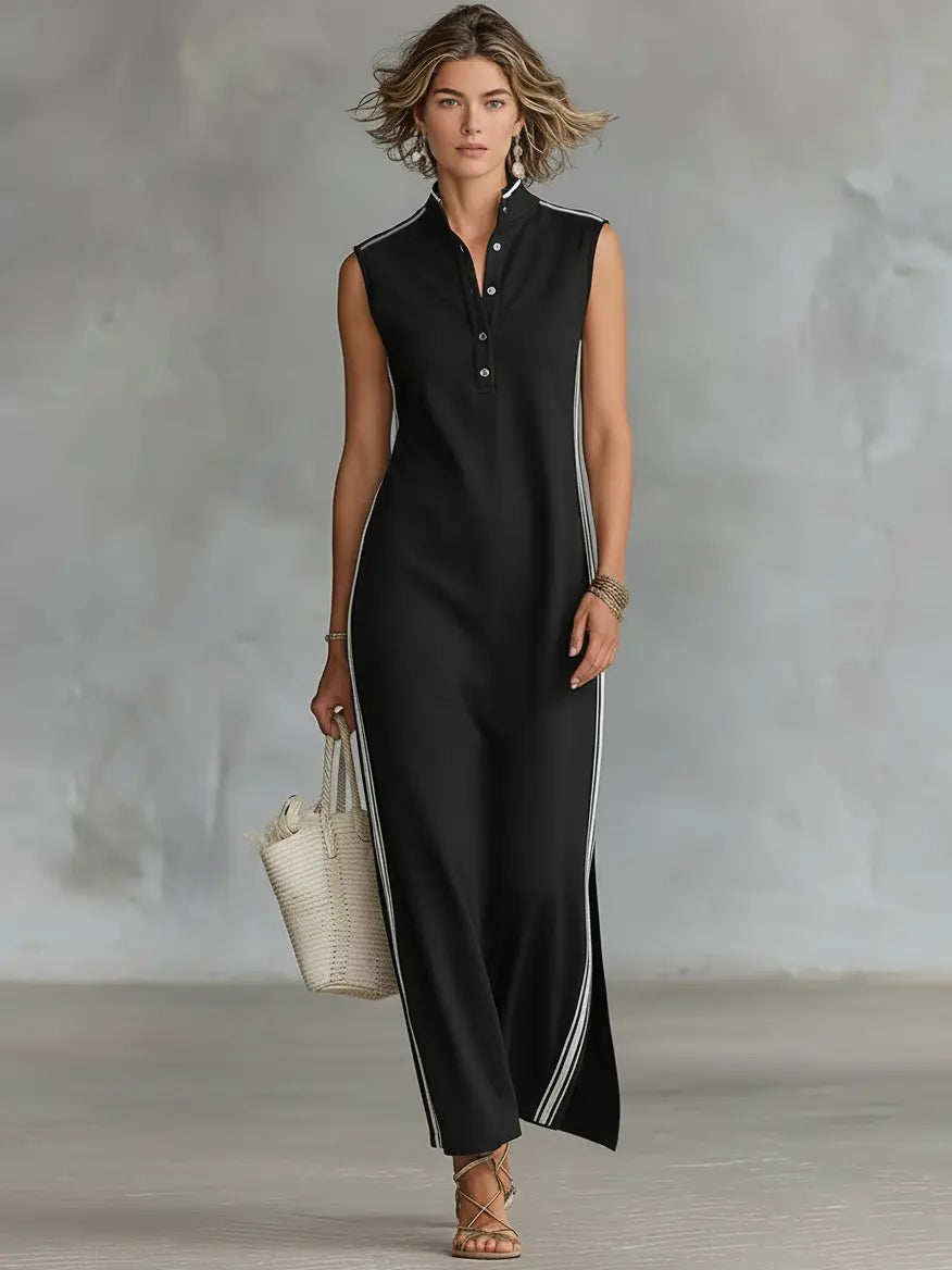 Tallulah Henley Sleeveless Maxi Dress - front view
