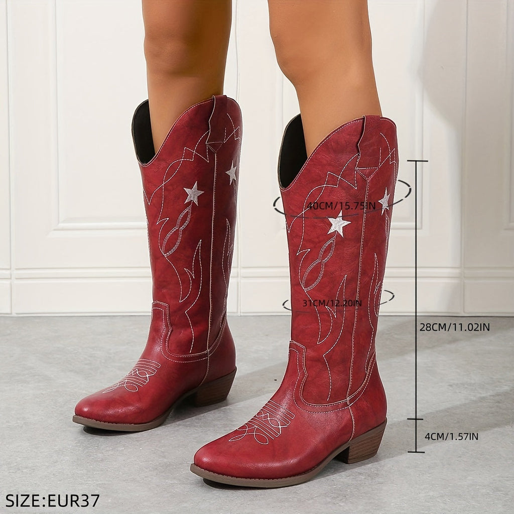 Juniper Western Stacked Heel Knee High Boots - view 8