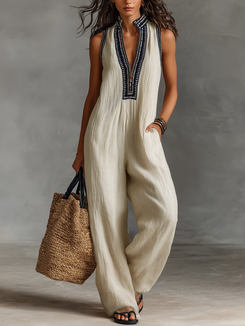 Georgia Relaxed Sleeveless Jumpsuit - front view