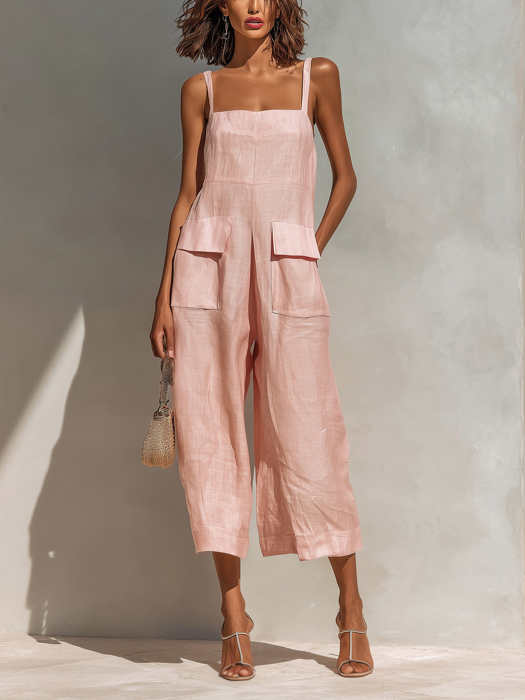 Thea Wide-Leg Cropped Jumpsuit - front view