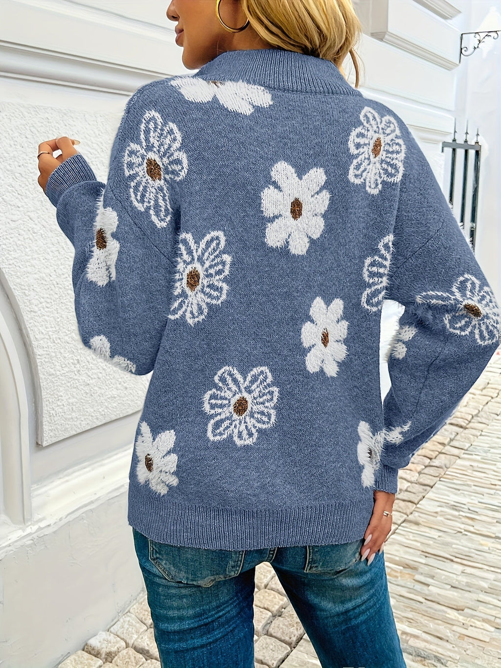 Tess Floral Print High Neck Sweater - view 11