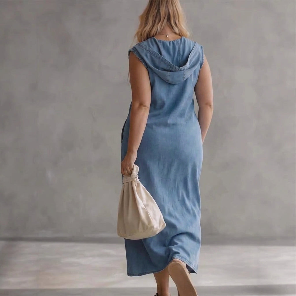 Clemence Hooded Denim Sleeveless