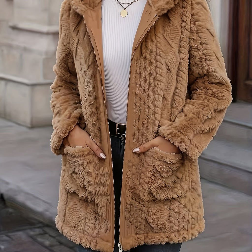 Anouk Textured Zip Front Cardigan - front view