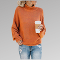 Anna Chunky Knit Oversized Turtleneck Sweater - front view