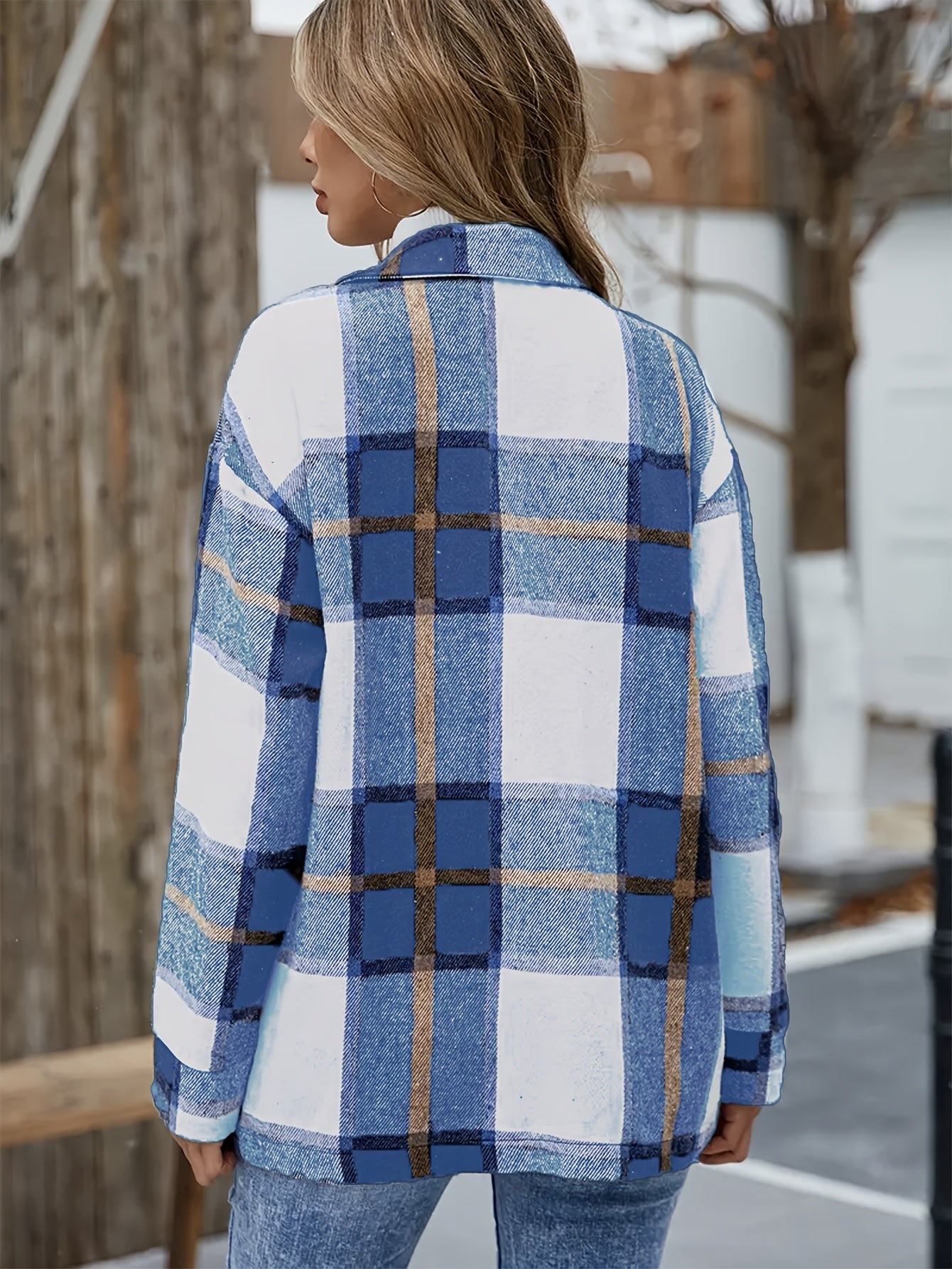 Elodie Plaid Button Front Overshirt Jacket - view 3