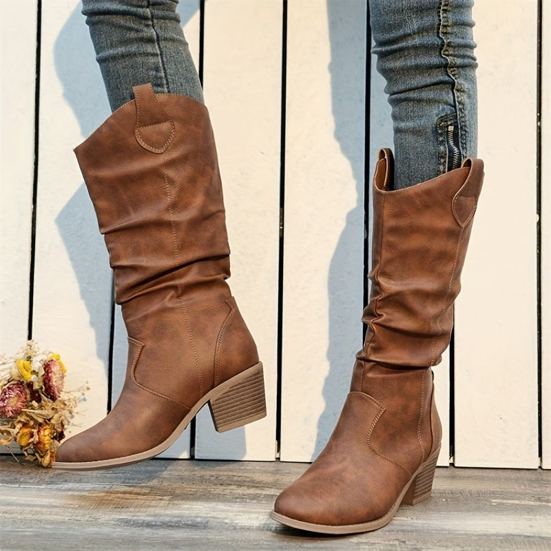 Ivy Western Slouch Mid Calf Boots - view 3