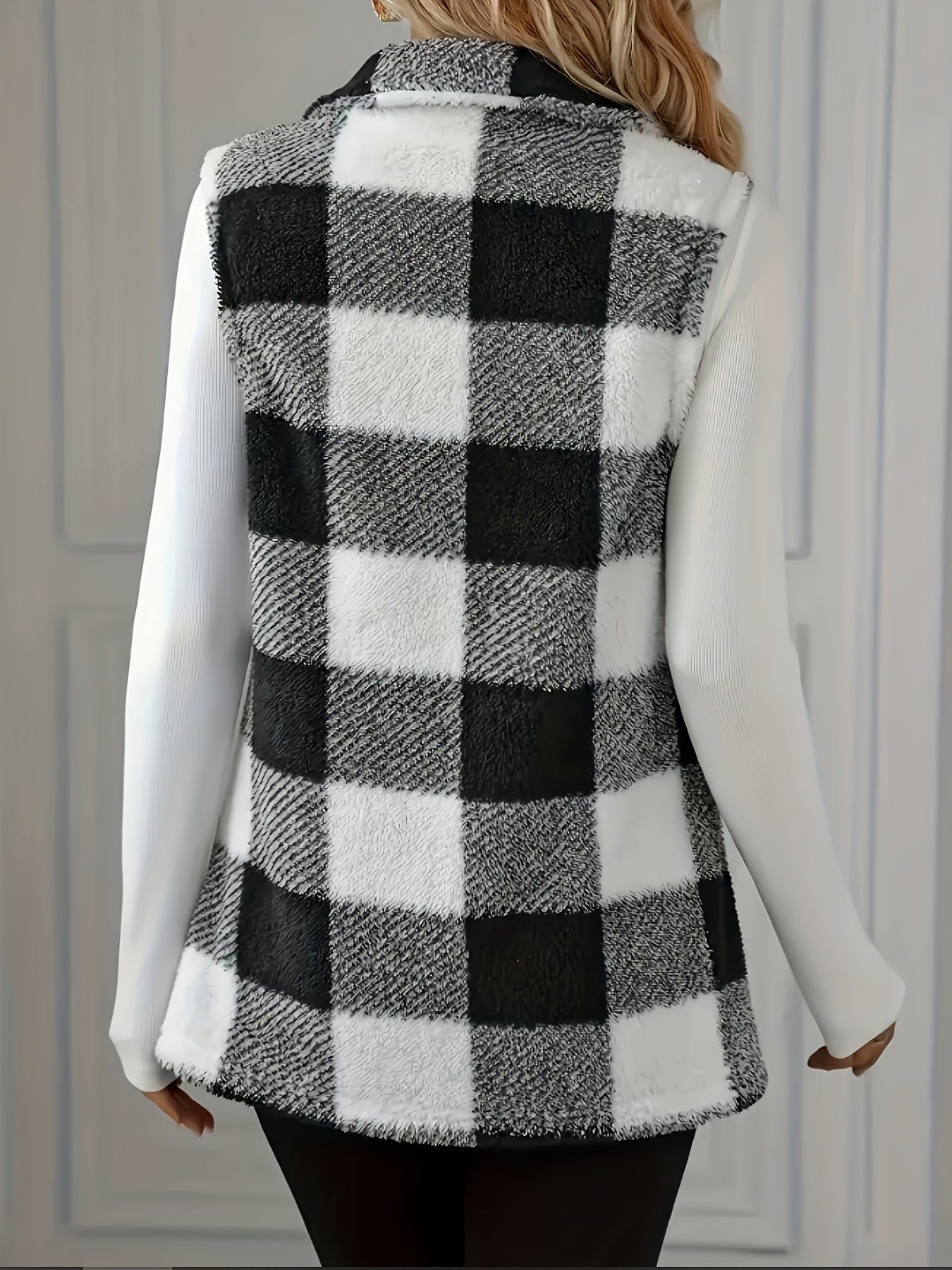 Noelle Plaid Button Front Notch Lapel Jacket - view 4