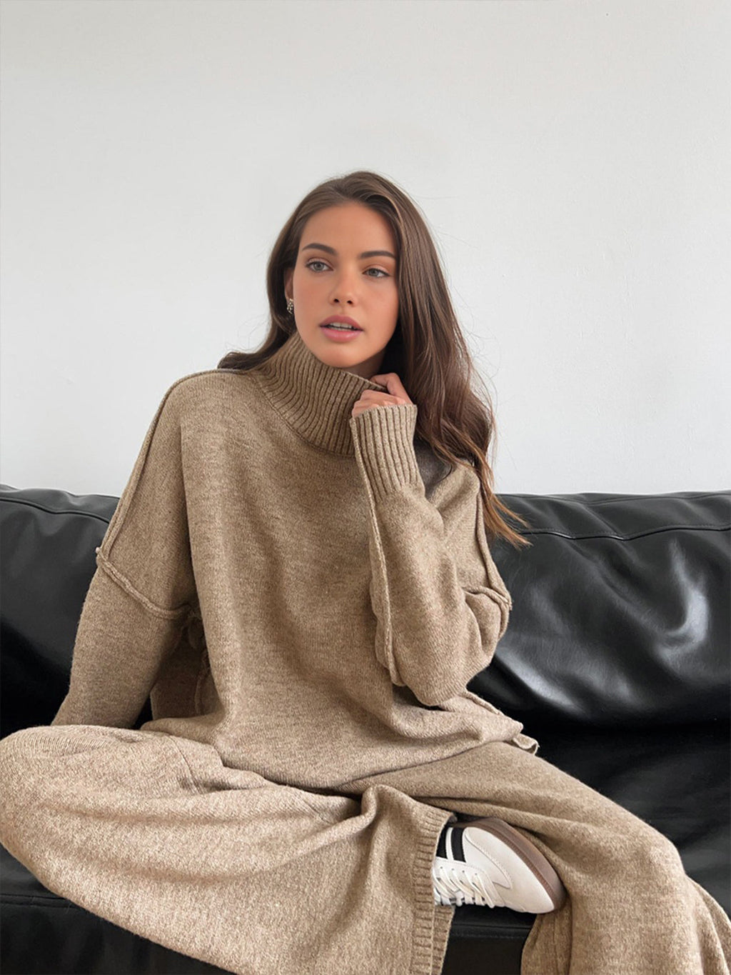 Briony | Turtleneck Lounge Set with Wide Leg Trousers for Women