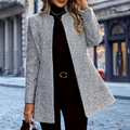 Women's Longline Herringbone Blazer with Open Front