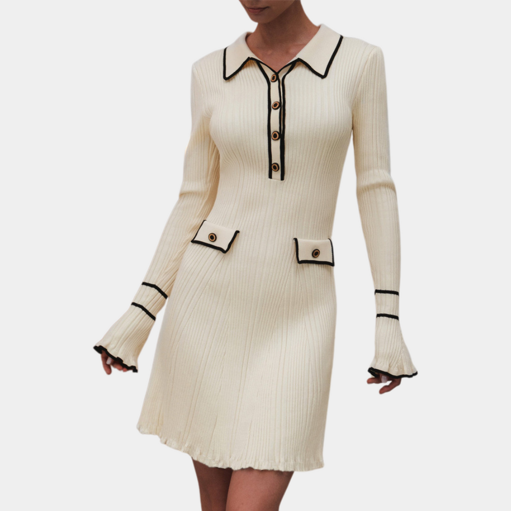 Women's Knitted Dress with Long Sleeves