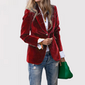 Quirita | Tailored Velvet Jacket with Structured Shoulder for Women