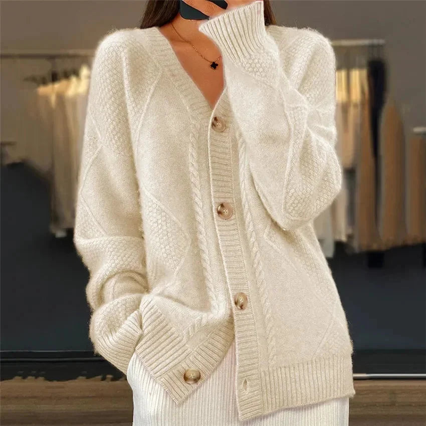 Alice Button Front V Neck Layered Cardigan - view 7