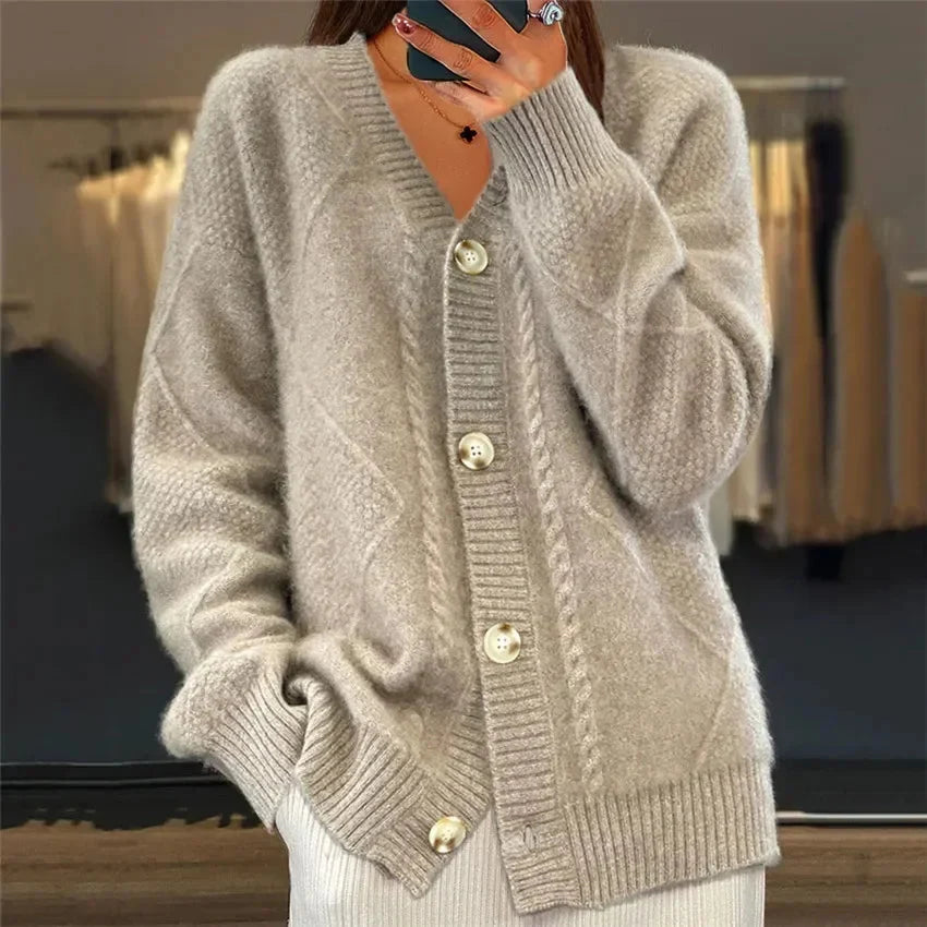 Alice Button Front V Neck Layered Cardigan - view 8