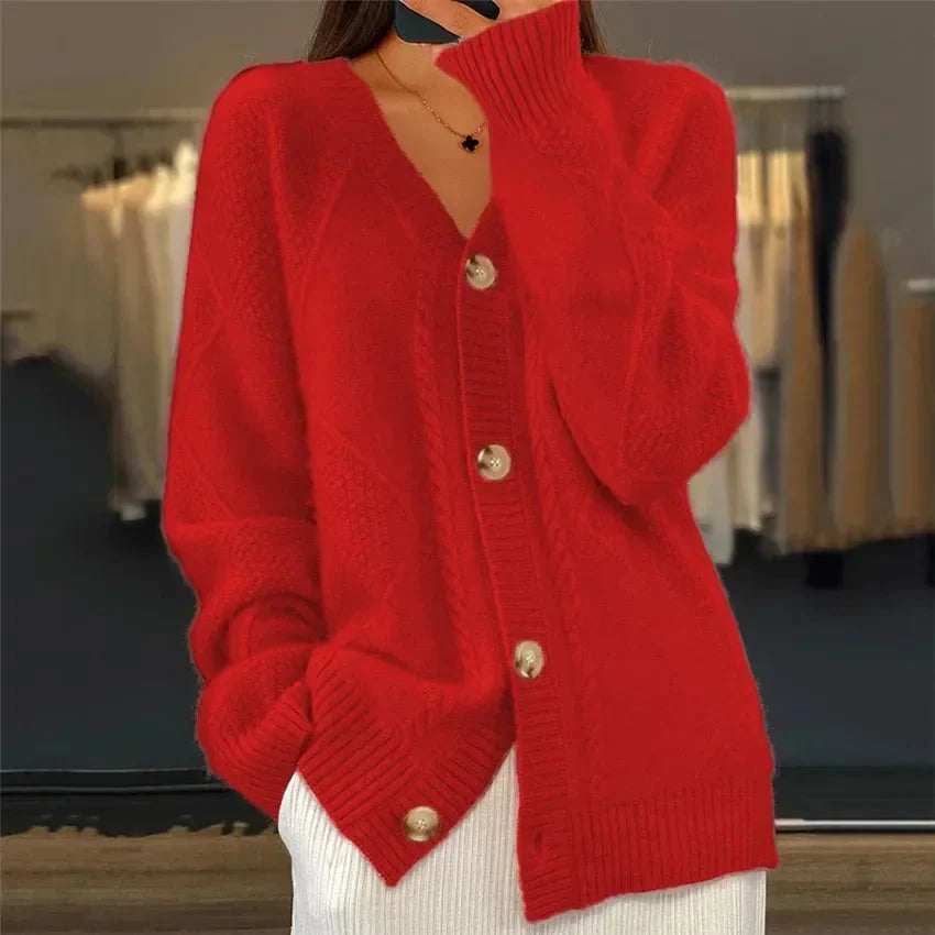 Alice Button Front V Neck Layered Cardigan - view 6