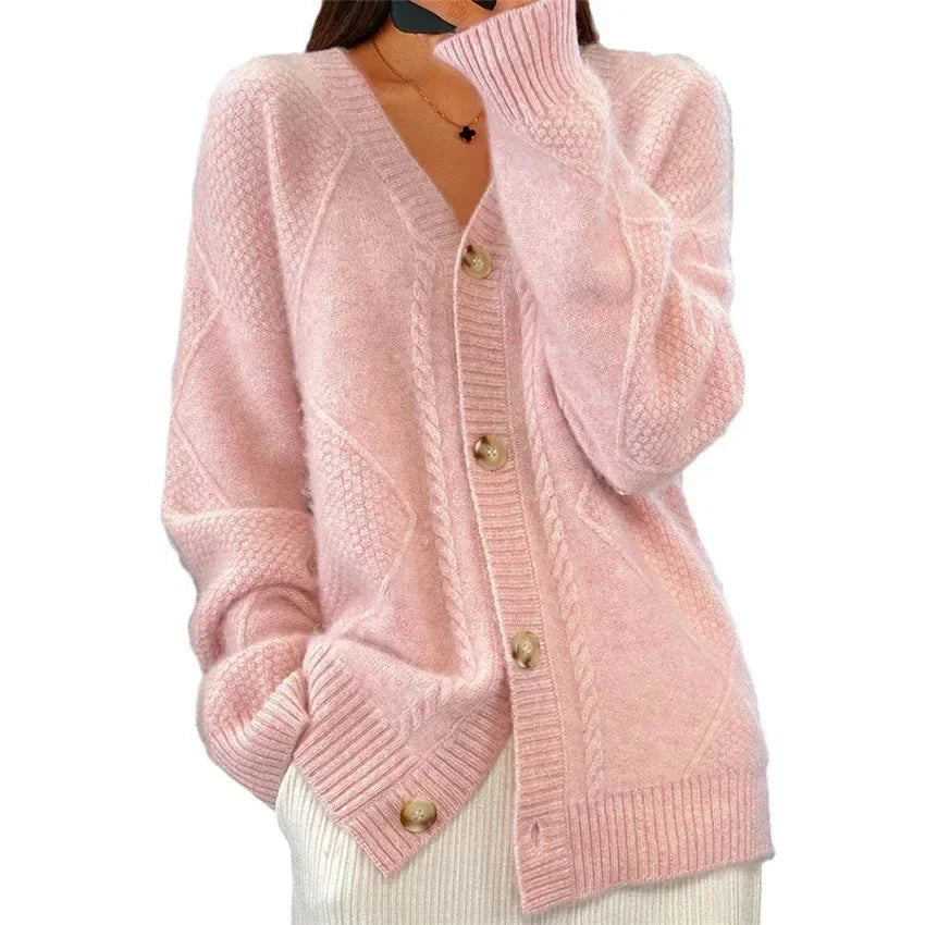Alice Button Front V Neck Layered Cardigan - view 9