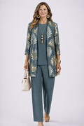 Iris | Three-Piece Cardigan, Top and Printed Trouser Set