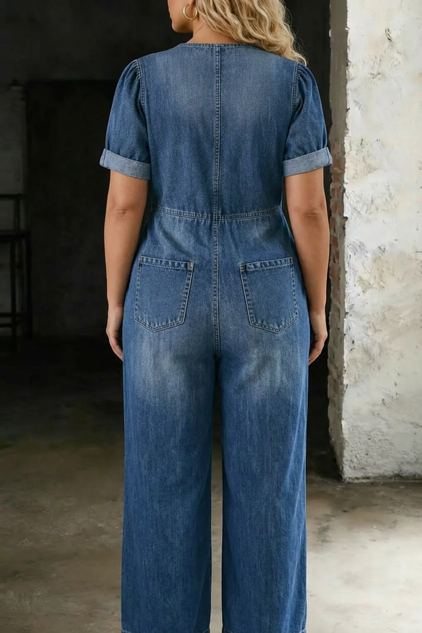 Nerissa | V Neck Short Sleeve Jumpsuit