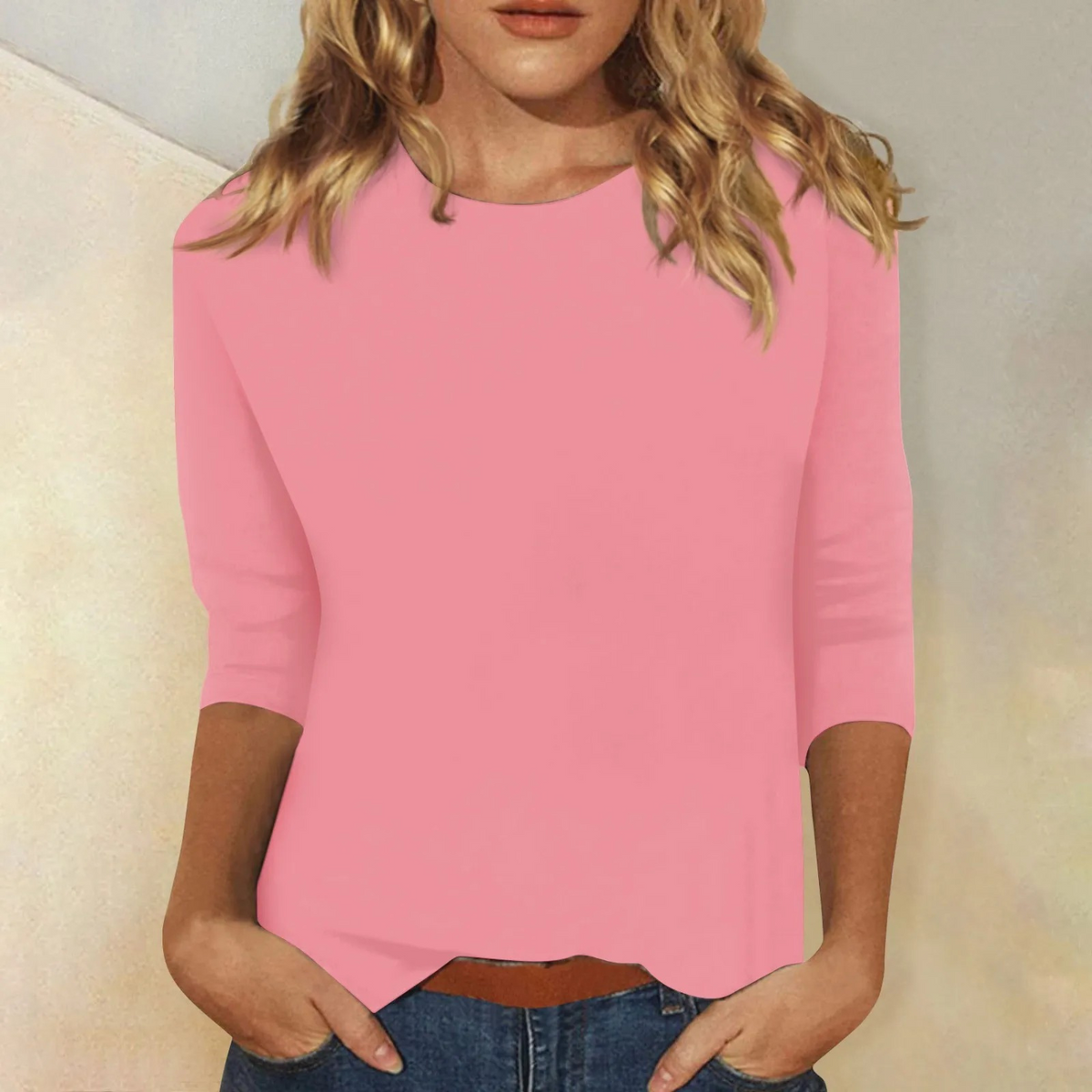 Meredith | Tousled Relaxed Round Neck Long Sleeve Top for Women
