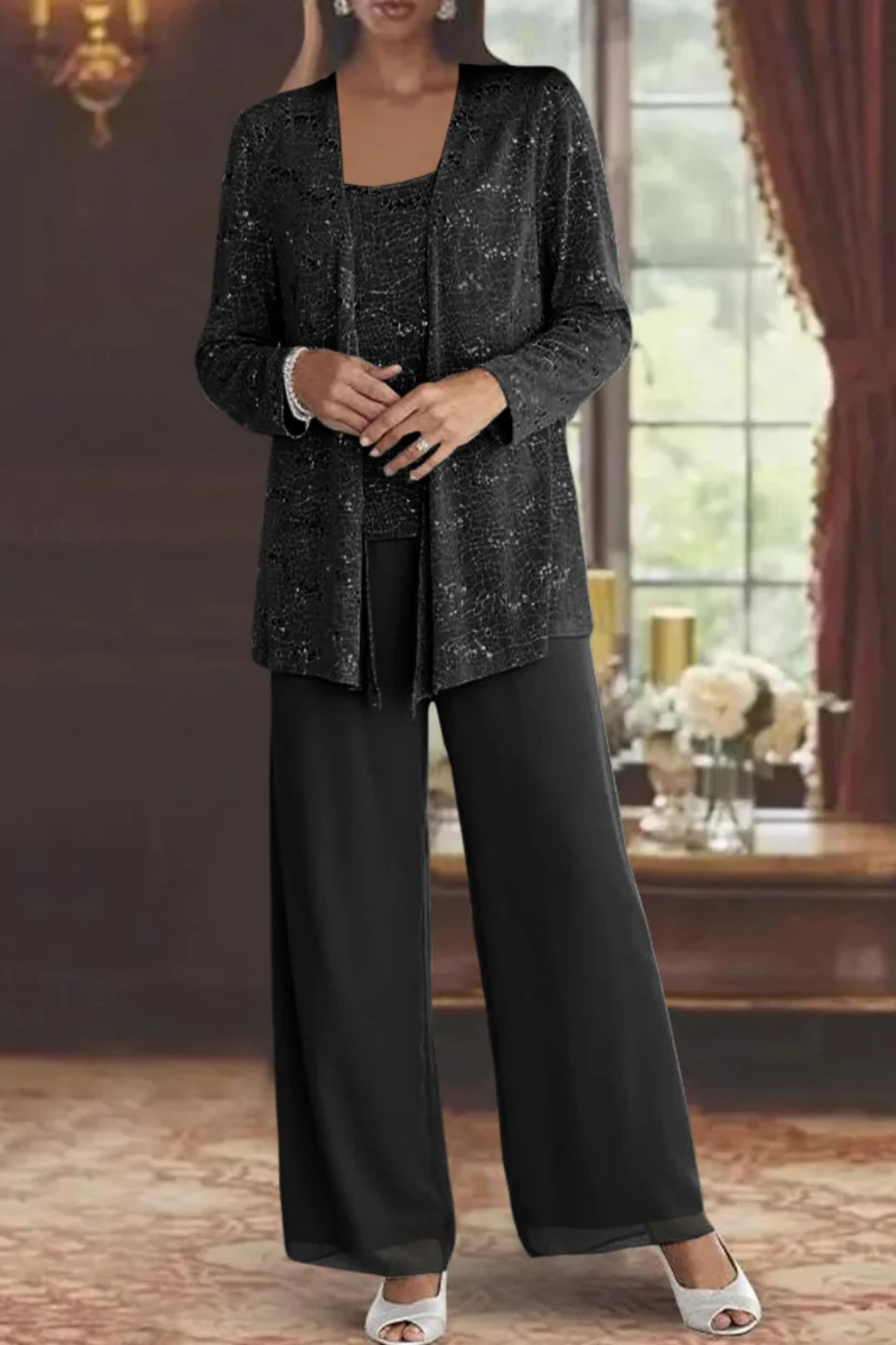 Elysia Women's Evening Set | Three-Piece Flowing Design for Formal Occasions