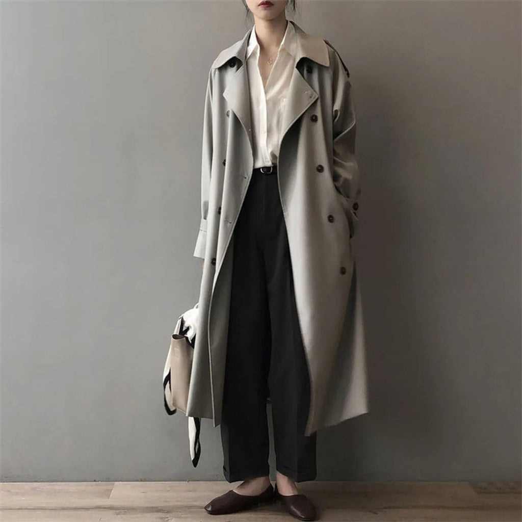 Elysia Women's Trench Coat | Double-Breasted, Water-Repellent Long Coat