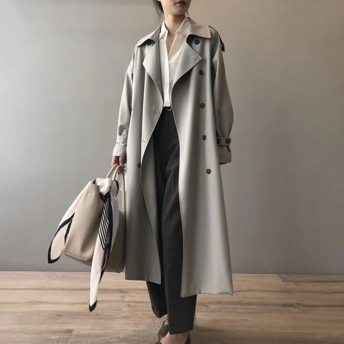 Elysia Women's Trench Coat | Double-Breasted, Water-Repellent Long Coat