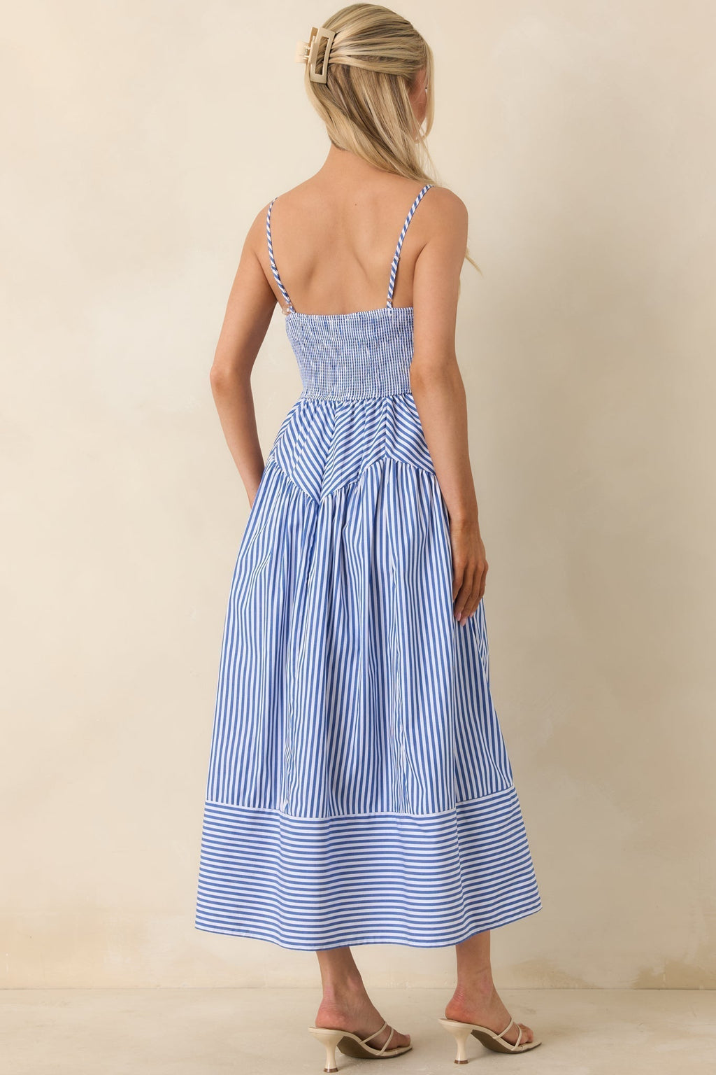 Delphine Chevron Bodice Striped Midi Dress - view 7
