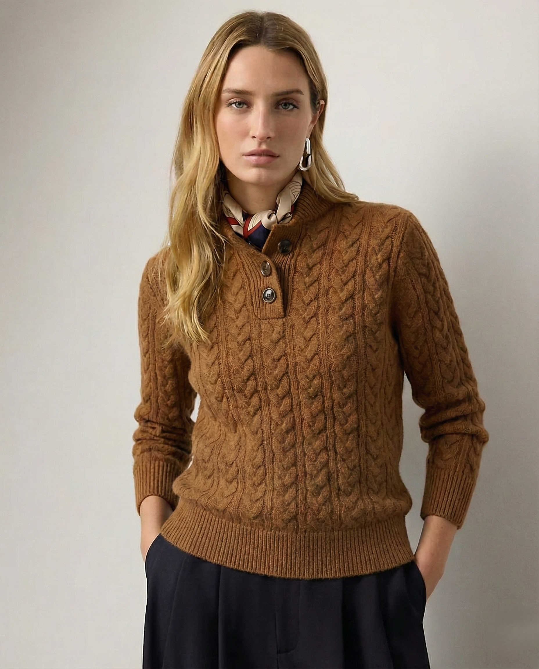 Klara Cable Knit Stand Collar Collared Sweater - view 31