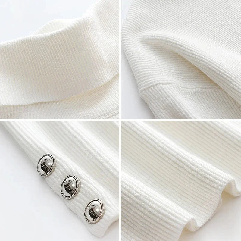 Josefine Ribbed Turtleneck Button Cuff Sweater - view 8