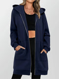 Women's Longline Hooded Jacket with Zip Front