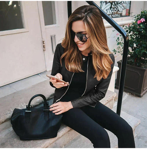 Abigail | Italian Leather Jacket with Timeless Cut for Women