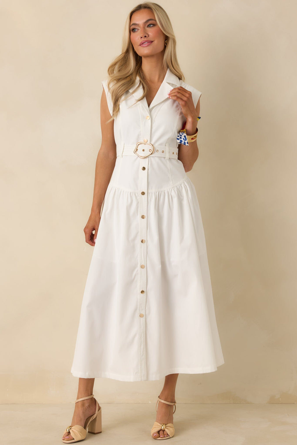 Rosalind Belted Sleeveless Maxi Dress - front view