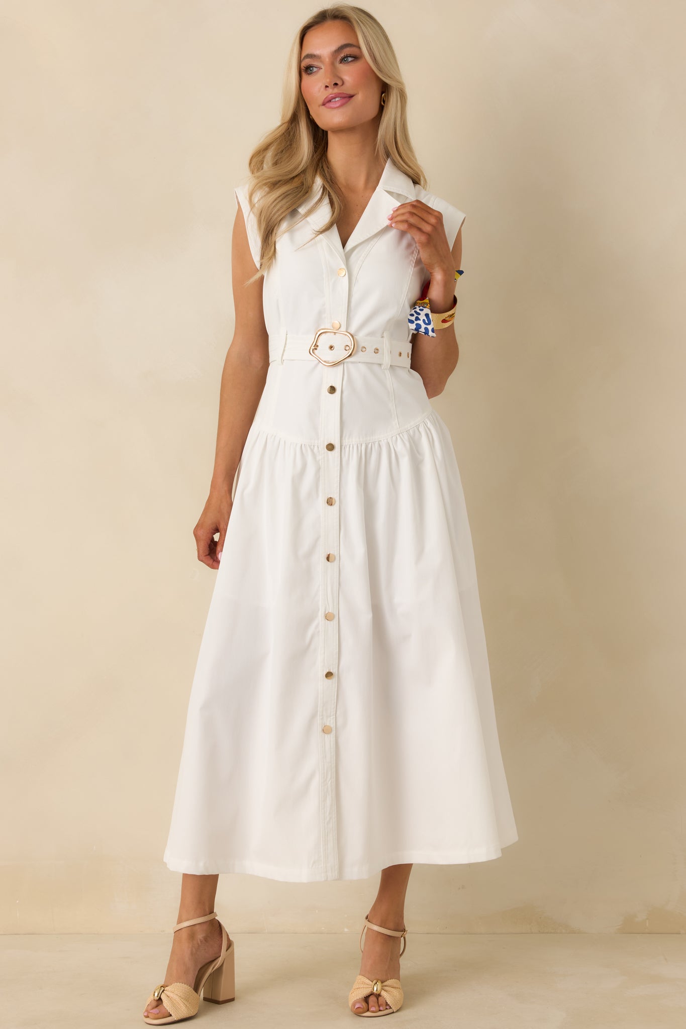 Rosalind Belted Sleeveless Maxi Dress - front view