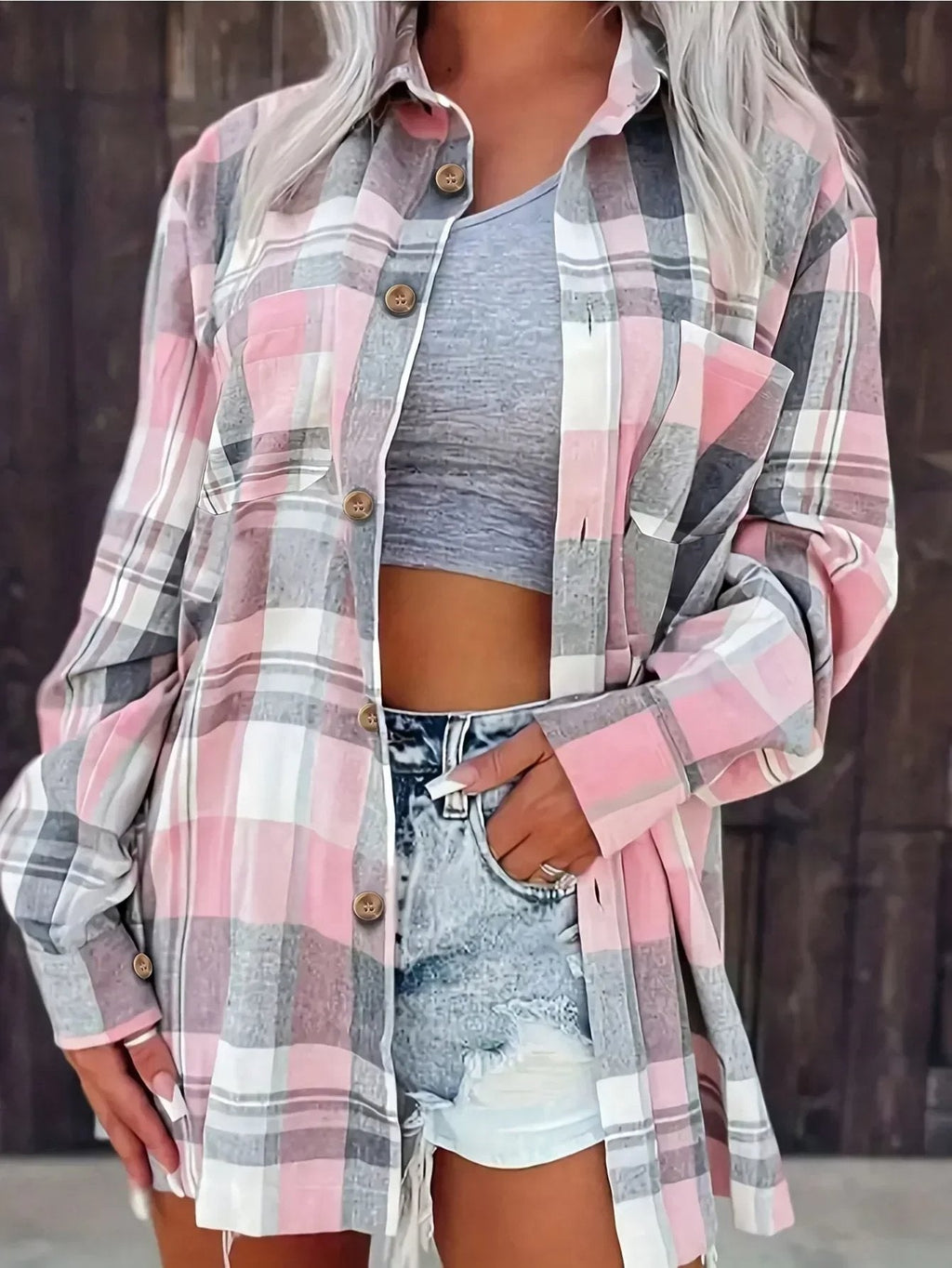 Opal | Steadfast Oversized Plaid Flannel Shirt for Women