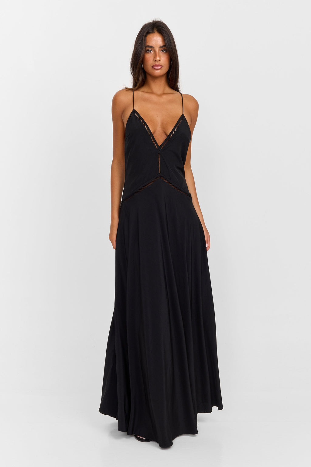 Rhiannon Lace Trim Tiered Maxi Dress - front view