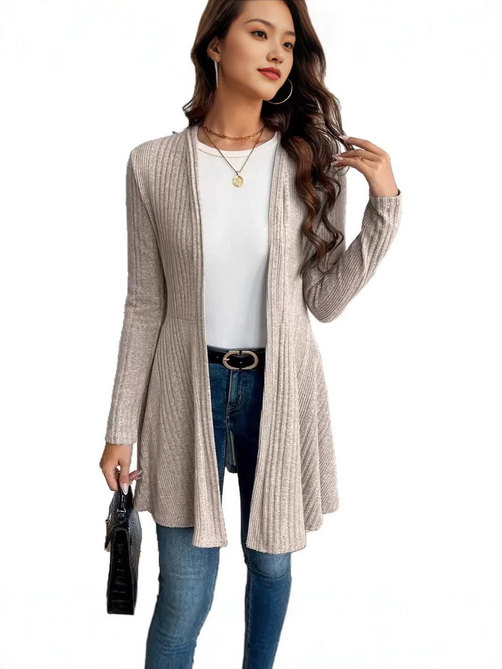 Maja Ribbed Peplum Open Front Cardigan - view 5