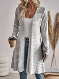 Femke Ribbed Open Front Longline Cardigan - front view