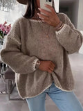 Persephone Contrast Panel Wide Neck Sweater - front view