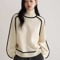 Cecily Contrast Panel Turtleneck Raglan Sleeve Sweater - front view