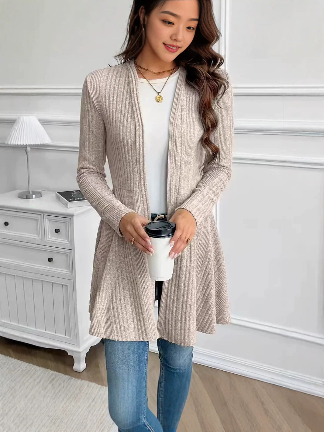 Maja Ribbed Peplum Open Front Cardigan - view 4