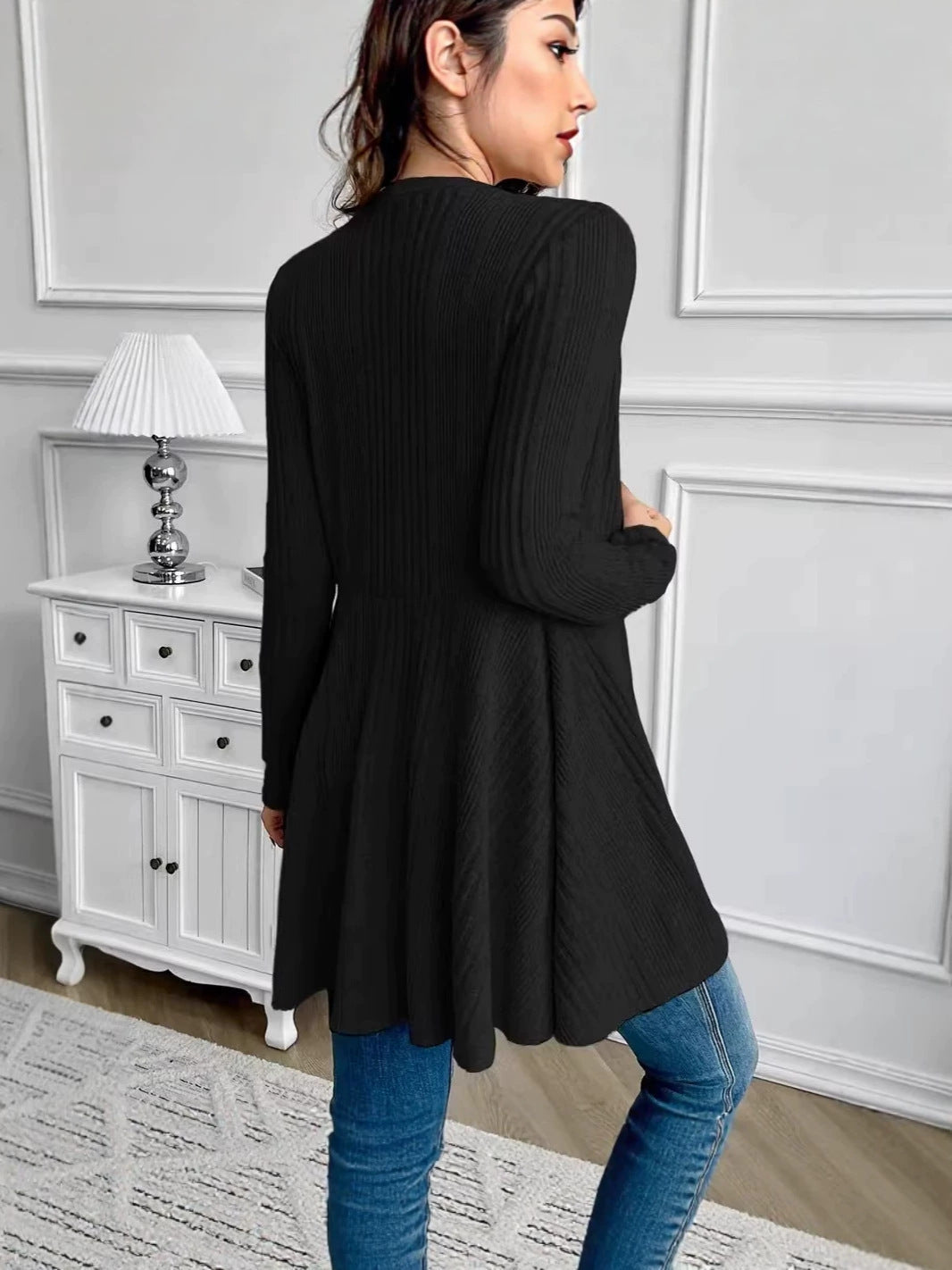 Maja Ribbed Peplum Open Front Cardigan - view 2