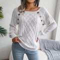 Rosamund Cable Knit Square Neck Sweater - front view