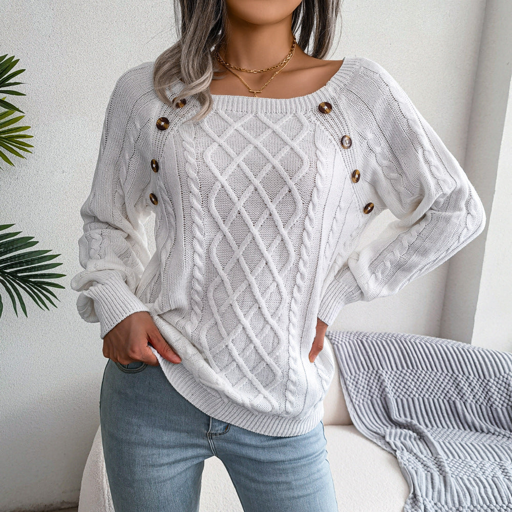 Rosamund Cable Knit Square Neck Sweater - front view