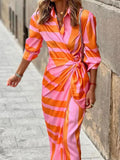 Cressida Three-Quarter Sleeve Wrap Midi Dress - front view