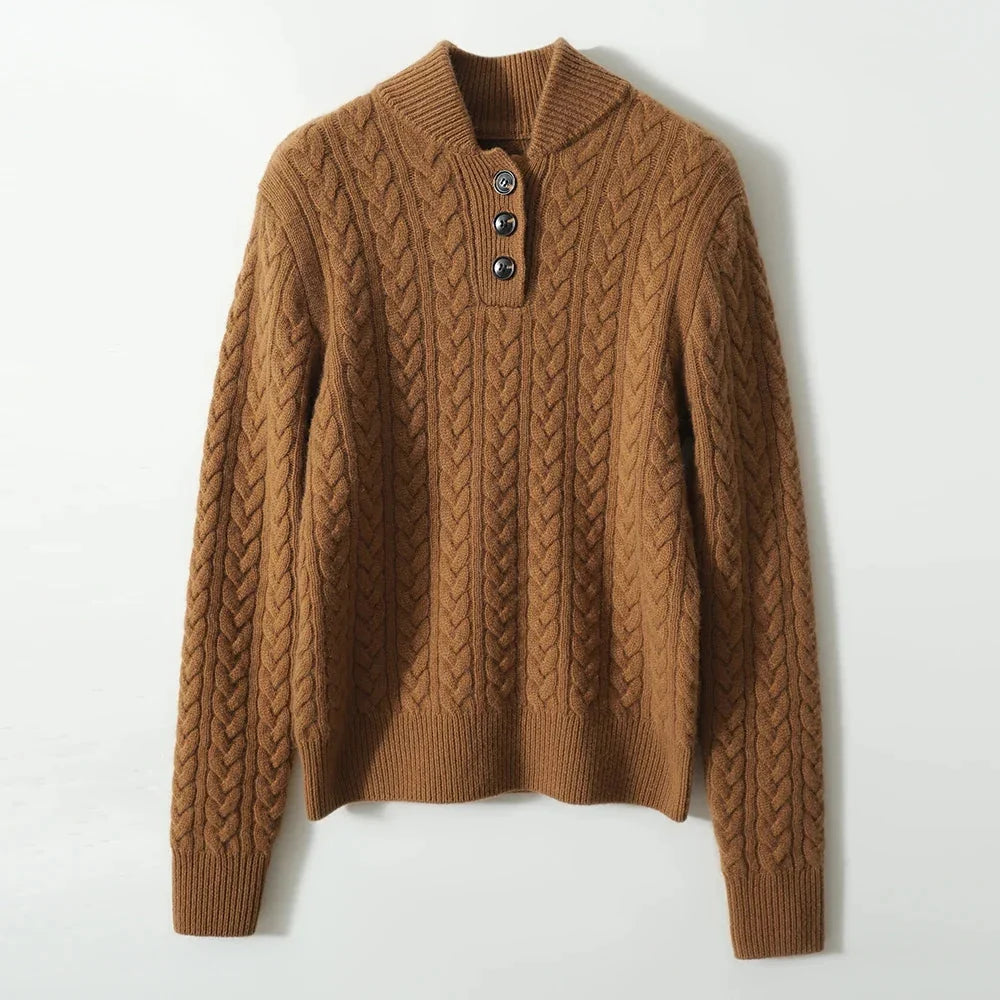 Klara Cable Knit Stand Collar Collared Sweater - view 33