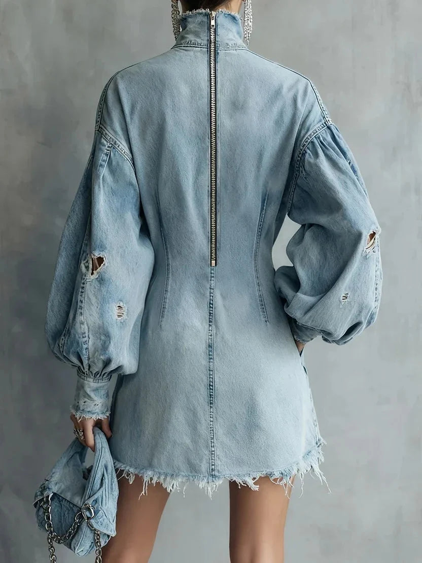 Stella Oversized Distressed Shirt Mini Dress - view 2