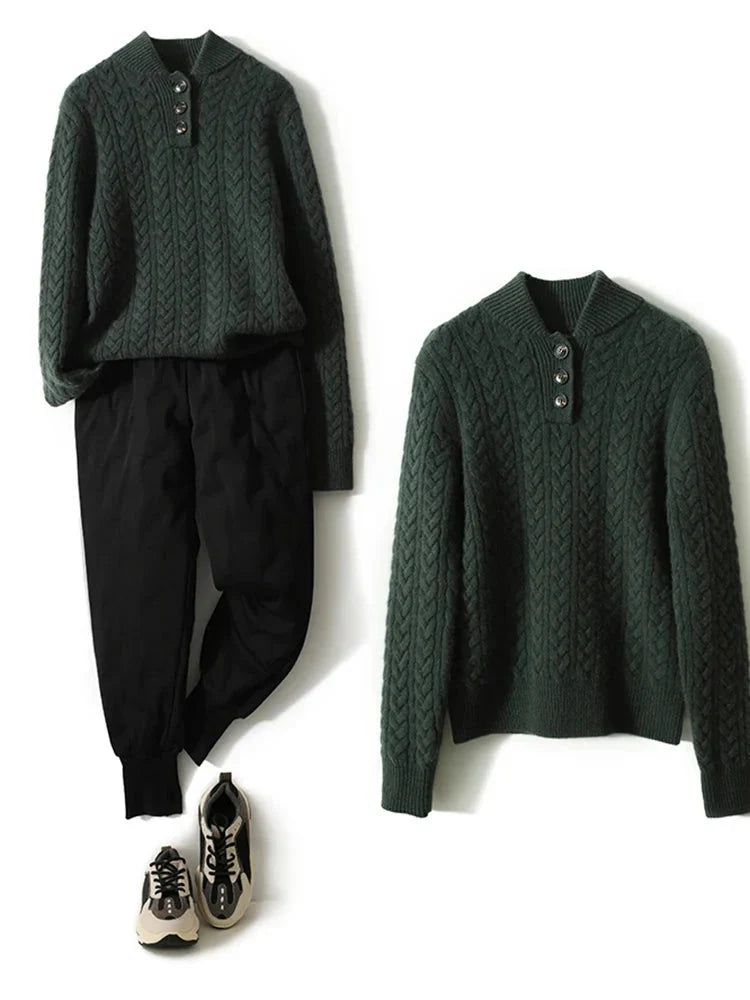 Klara Cable Knit Stand Collar Collared Sweater - view 32