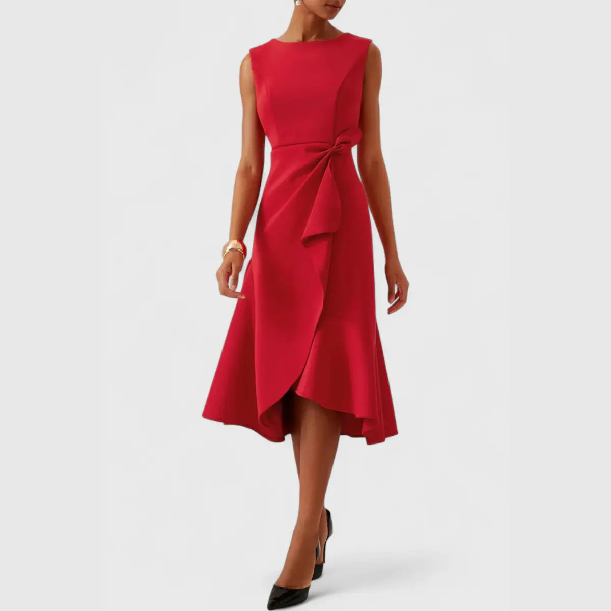 Eira Asymmetric Ruffle Midi Dress - view 15